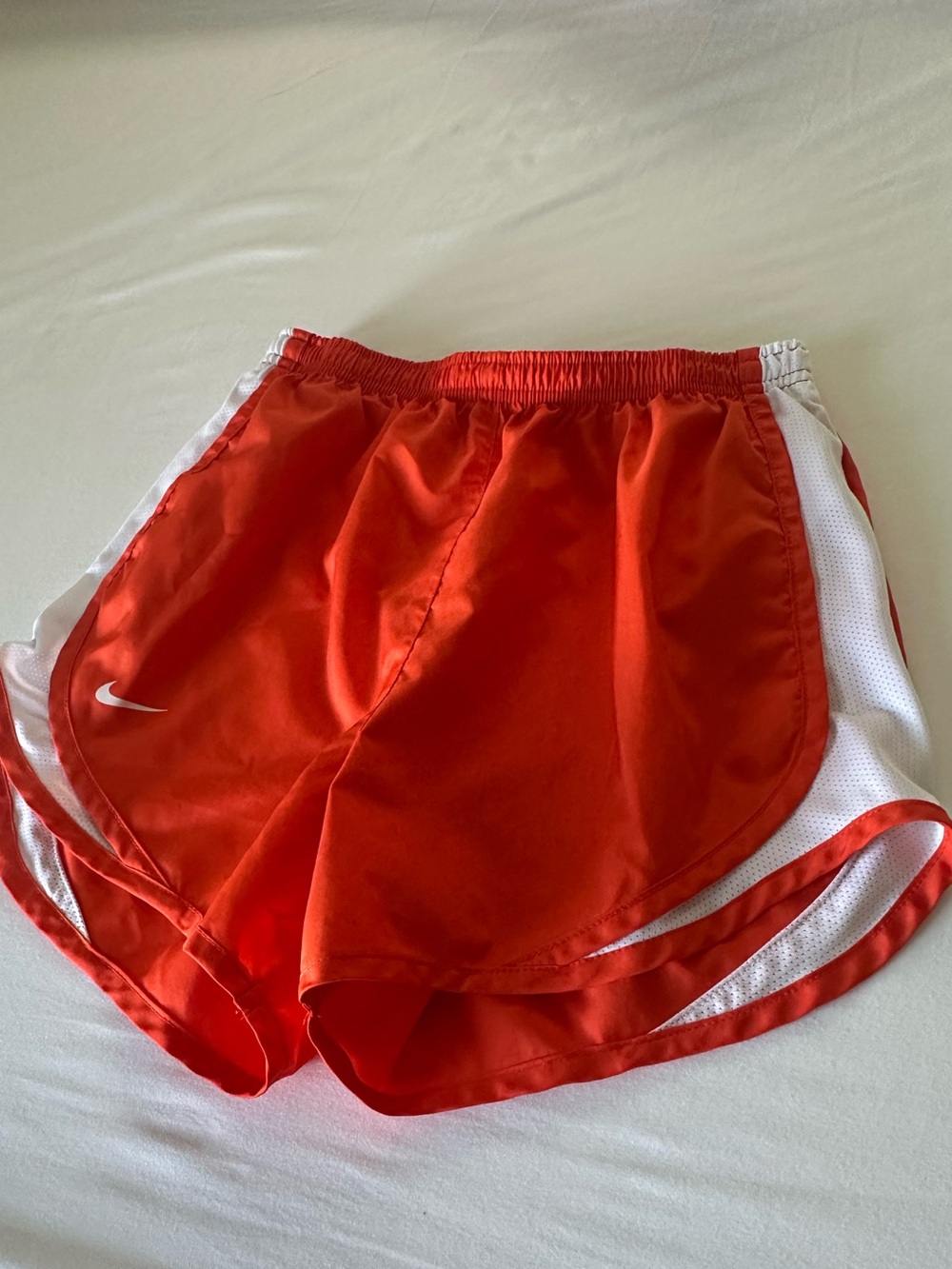 Nike Women's Red Athletic Shorts with White Panels